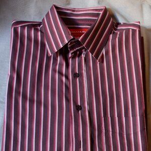 Emmanuel Ungaro‎ - Men's Burgundy 100% Cotton - Long Sleeve Button Down Shirt XL